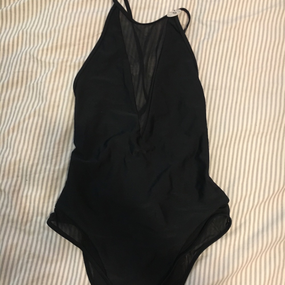 New black one piece swim suit